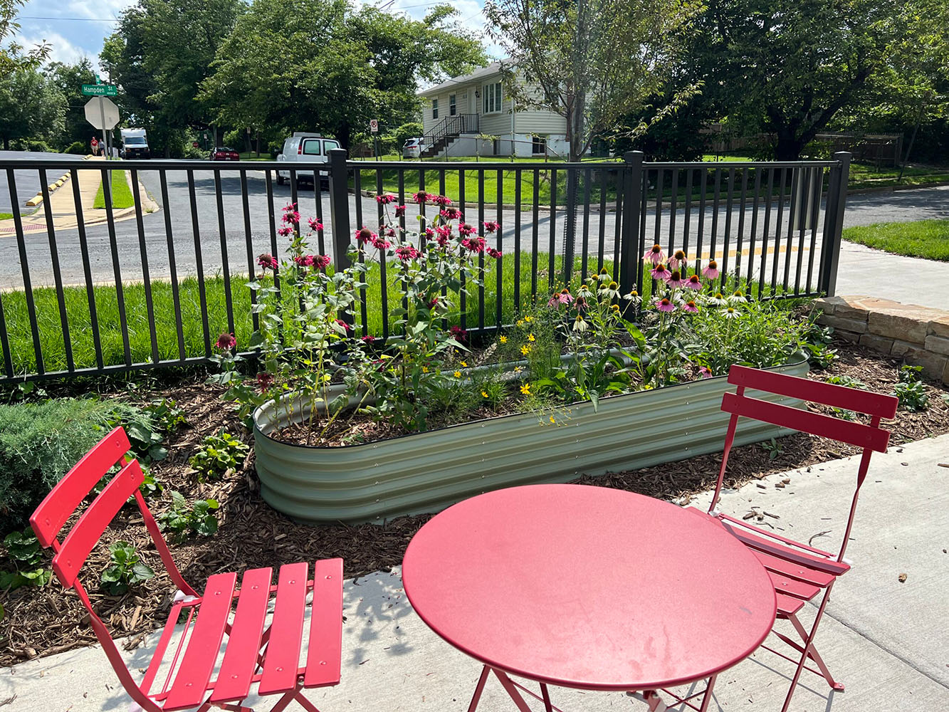 cafe table and chairs at  edith throckmorton park 