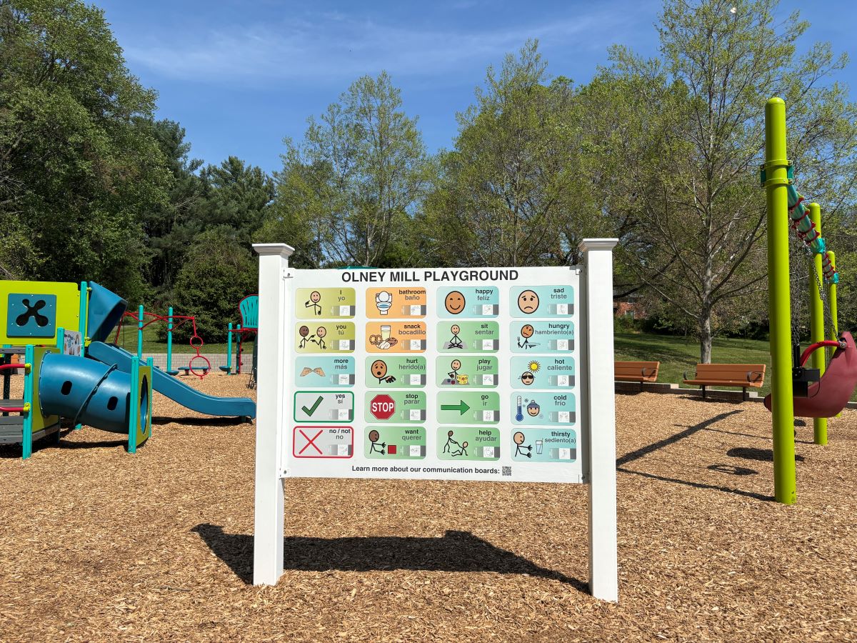 Olney Mill Neighborhood Park playground communication board